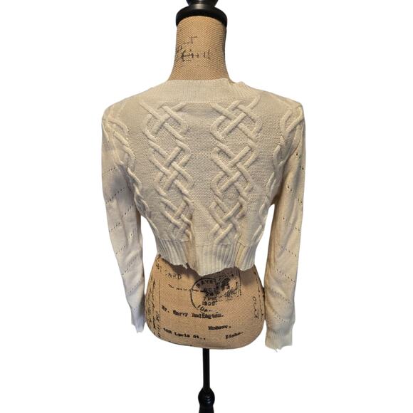 LoveShackFancy cropped knit white button front sweater, size xs - Picture 2 of 4